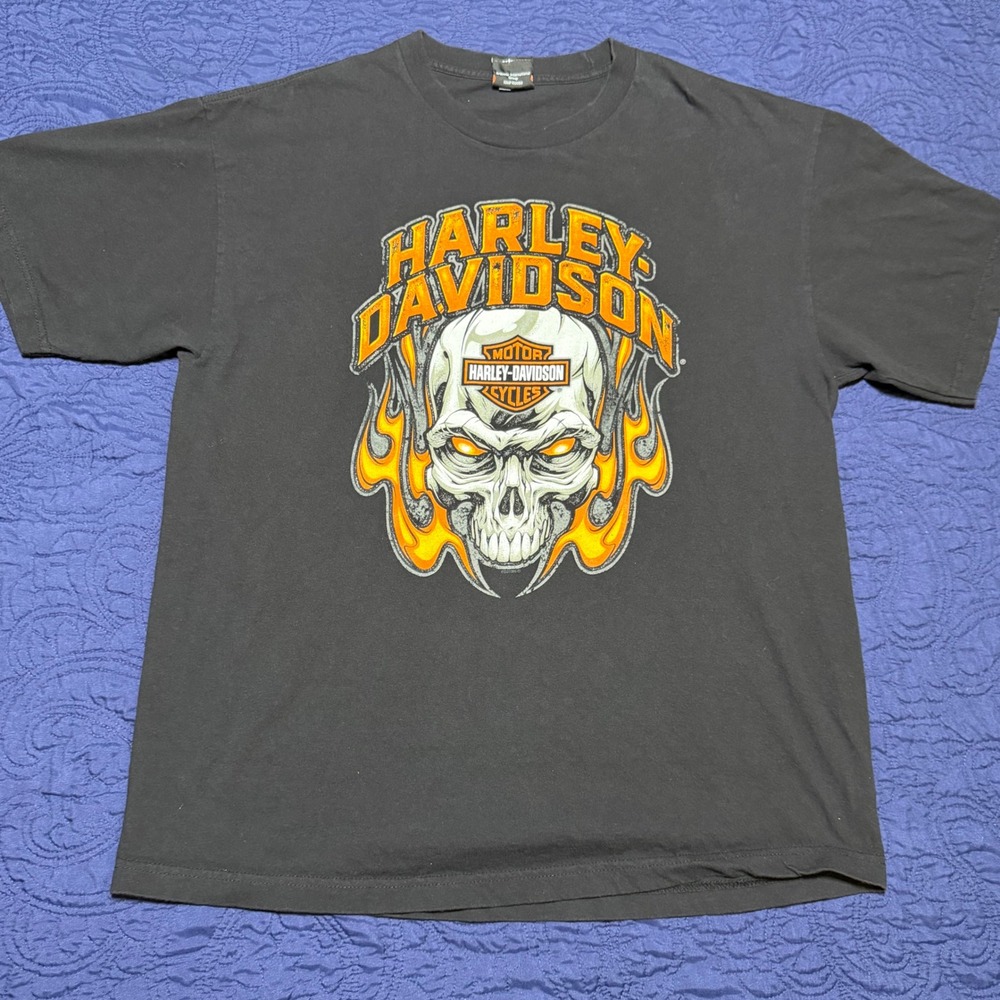 Harley Davidson Chandler Arizona Skull Flame Graphic T-Shirt Mens XL Black